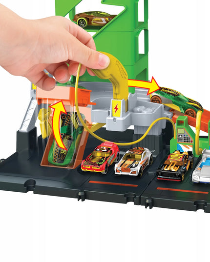 Hot Wheels City elektromobilių įkrovimo stotelės rinkinys su automobiliuku, nuo 3 metų