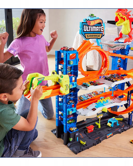 „Hot Wheels City“ rinkinys „Mega garažas: drakono ataka“ + 2 automobiliukai