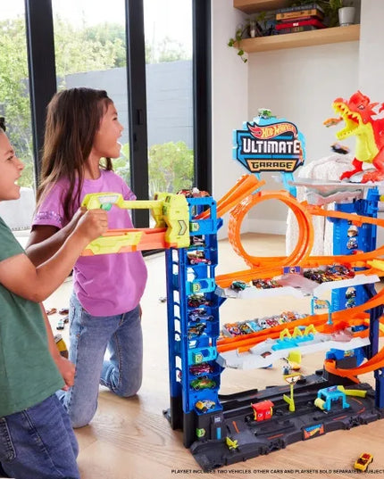 „Hot Wheels City“ rinkinys „Mega garažas: drakono ataka“ + 2 automobiliukai