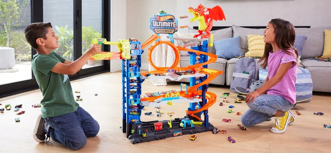 „Hot Wheels City“ rinkinys „Mega garažas: drakono ataka“ + 2 automobiliukai