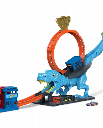 „Hot Wheels“ didelis automobilių trasos rinkinys „T-Rexa“ kilpa su paleidimo mechanizmu ir automobiliu