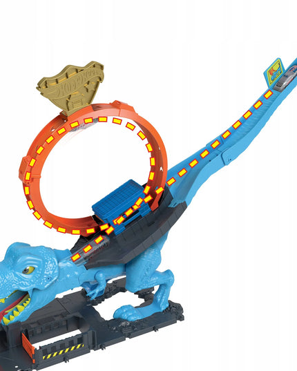 „Hot Wheels“ didelis automobilių trasos rinkinys „T-Rexa“ kilpa su paleidimo mechanizmu ir automobiliu