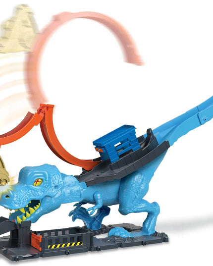 „Hot Wheels“ didelis automobilių trasos rinkinys „T-Rexa“ kilpa su paleidimo mechanizmu ir automobiliu