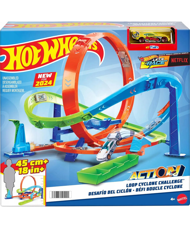 Hot Wheels „Let’s Race“ trasos rinkinys „Zakręcone tornado“ su 1 automobiliu, HTK16