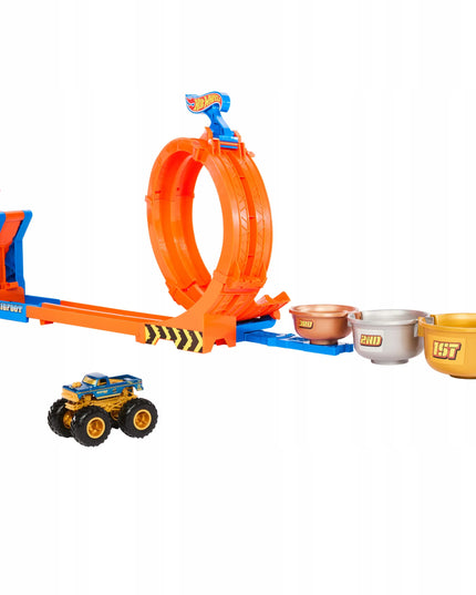 „Hot Wheels“ „Bigfoot“ trasa su kilpa ir šuoliu į trofėjų – „Monster Trucks“ rinkinys