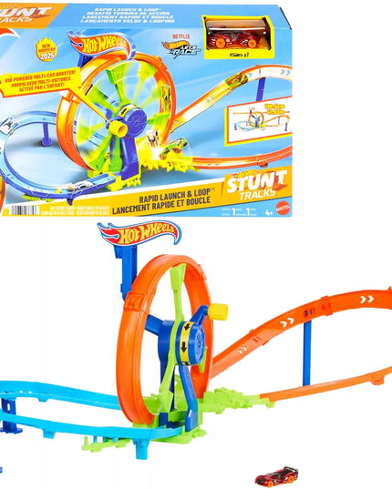 „Hot Wheels Stunt Tracks“ lenktynių trasa „Wyścigowa Turbo Pętla“ su automobiliuku