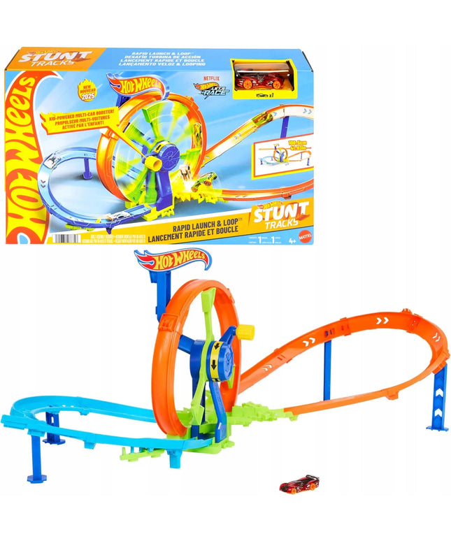 „Hot Wheels Stunt Tracks“ lenktynių trasa „Wyścigowa Turbo Pętla“ su automobiliuku