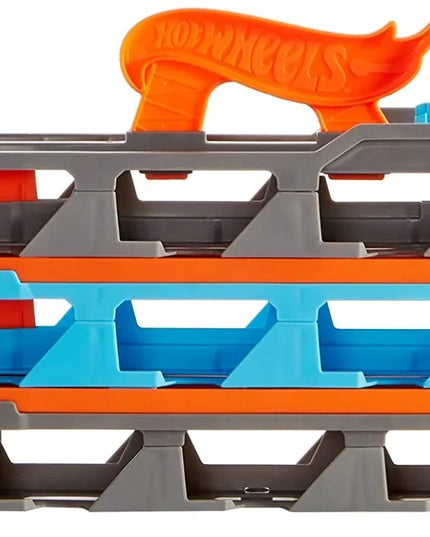 HOT WHEELS Speedway Hauler transporteris su lenktynių trasa ir 3 automobiliais