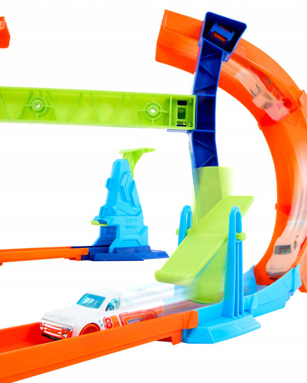 HOT WHEELS automobilio trasa „Mistrzowski skok“ su automobiliuku JFH36