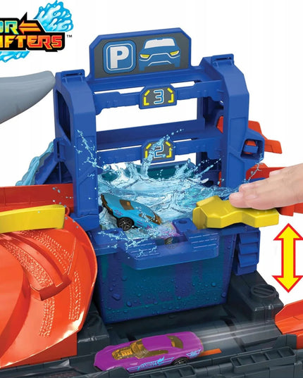 „Hot Wheels City Ultra“ ryklio plovykla – automobilio trasa su spalvą keičiančiu automobiliu