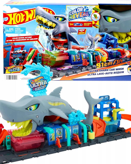 „Hot Wheels City Ultra“ ryklio plovykla – automobilio trasa su spalvą keičiančiu automobiliu