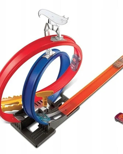 „Hot Wheels“ dvigubos kilpos trasa GND92 su automobiliuku