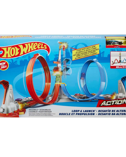 „Hot Wheels“ dvigubos kilpos trasos rinkinys „Mega bokštas 80 cm“ su automobiliuku