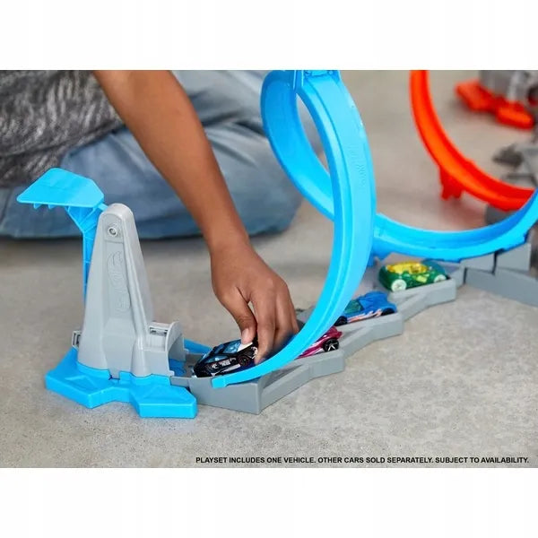„Hot Wheels“ dvigubos kilpos trasos rinkinys „Mega bokštas 80 cm“ su automobiliuku