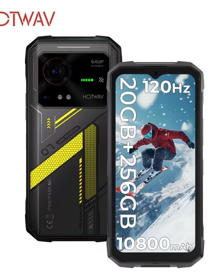 HOTWAV Hyper 7 patvarus 5G telefonas – 8GB RAM + 256GB ROM, 10800mAh, 120Hz FHD+, geltonas