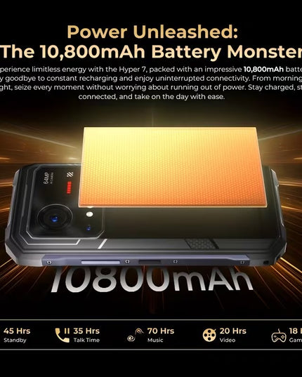 HOTWAV Hyper 7 patvarus 5G telefonas – 8GB RAM + 256GB ROM, 10800mAh, 120Hz FHD+, geltonas