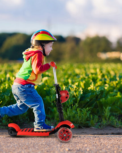 VAIKIŠKAS TRIRATIS PASPIRTUKAS SU BALANSAVIMO FUNKCIJA, ŠVIEČIANČIAIS LED RATUKAIS, BORUŽĖLĖS DIZAINAS