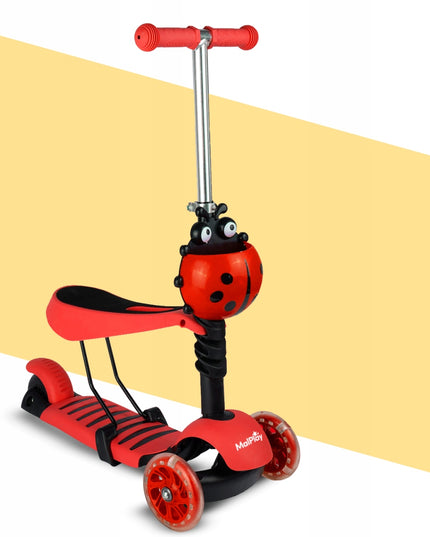 VAIKIŠKAS TRIRATIS PASPIRTUKAS SU BALANSAVIMO FUNKCIJA, ŠVIEČIANČIAIS LED RATUKAIS, BORUŽĖLĖS DIZAINAS