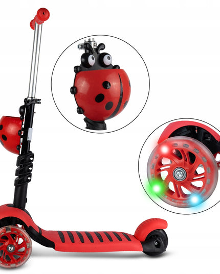 VAIKIŠKAS TRIRATIS PASPIRTUKAS SU BALANSAVIMO FUNKCIJA, ŠVIEČIANČIAIS LED RATUKAIS, BORUŽĖLĖS DIZAINAS