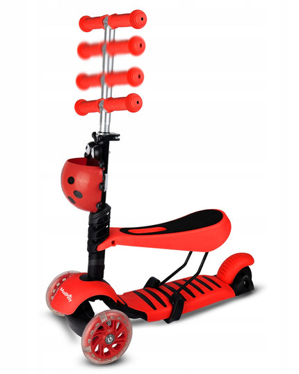 VAIKIŠKAS TRIRATIS PASPIRTUKAS SU BALANSAVIMO FUNKCIJA, ŠVIEČIANČIAIS LED RATUKAIS, BORUŽĖLĖS DIZAINAS