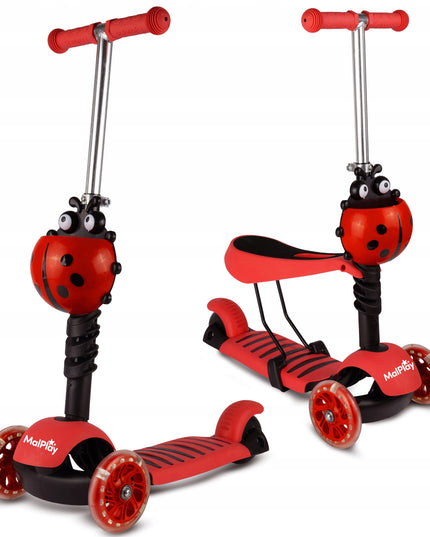 VAIKIŠKAS TRIRATIS PASPIRTUKAS SU BALANSAVIMO FUNKCIJA, ŠVIEČIANČIAIS LED RATUKAIS, BORUŽĖLĖS DIZAINAS