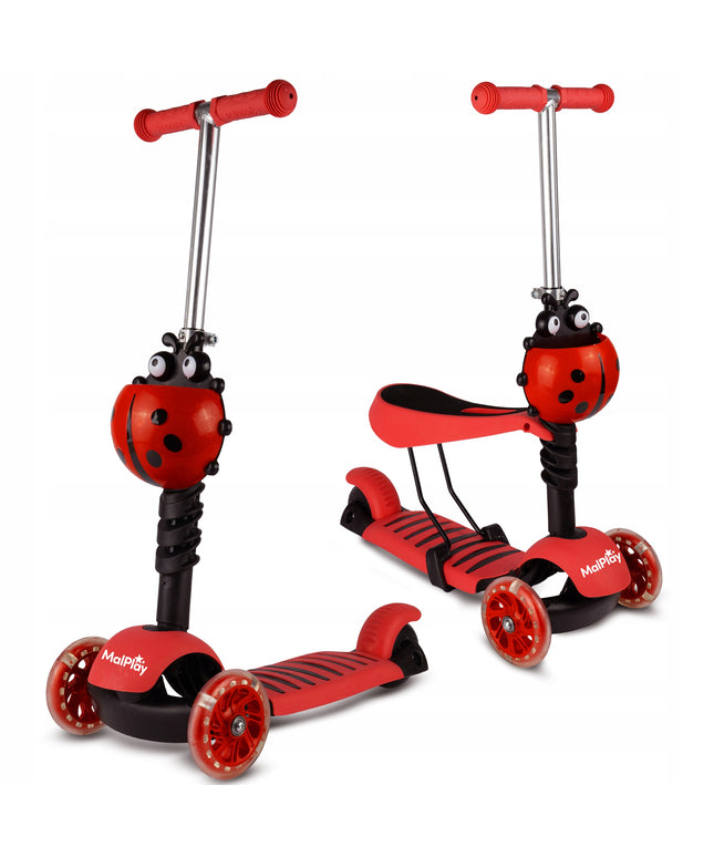 VAIKIŠKAS TRIRATIS PASPIRTUKAS SU BALANSAVIMO FUNKCIJA, ŠVIEČIANČIAIS LED RATUKAIS, BORUŽĖLĖS DIZAINAS