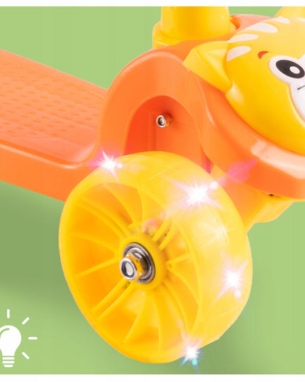 Triratė vaikiška sulankstoma 2in1 paspirtuko ir nešiynės / atramos vaikščioti funkcija su LED ratukais ir reguliavimu