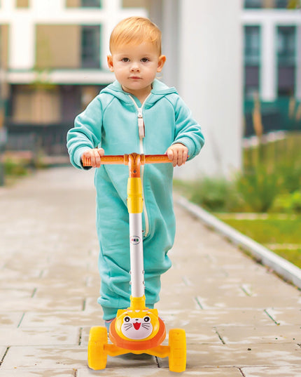 Triratė vaikiška sulankstoma 2in1 paspirtuko ir nešiynės / atramos vaikščioti funkcija su LED ratukais ir reguliavimu