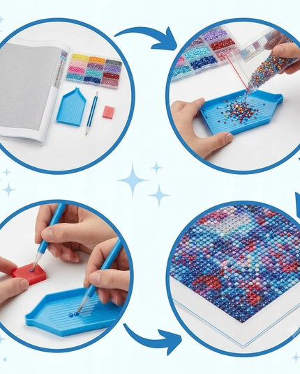 Diamond painting rinkinys „Japonija – žydinti vyšnia“ su priedais
