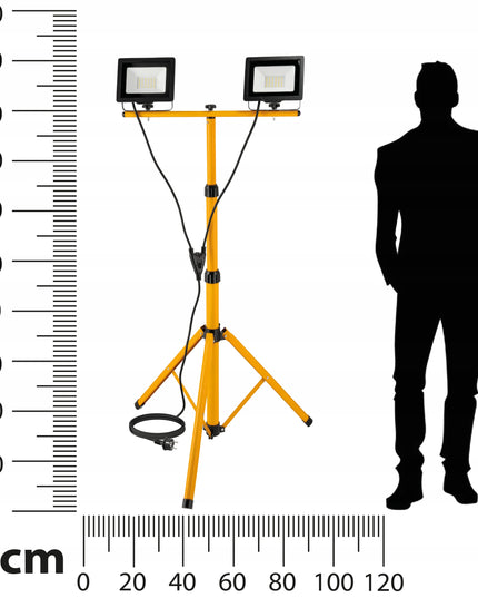 LED statybinis prožektorius su stovu 2x 50W, 4000K, 7000lm rinkinys