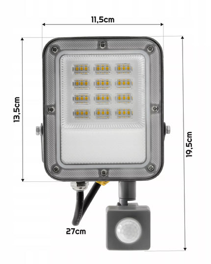 LED Prožektorius su judesio davikliu 30W 2700lm Premium Jutiklis