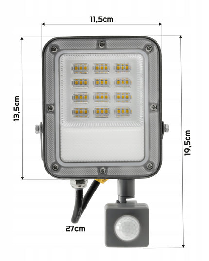 LED Prožektorius su judesio davikliu 30W 2700lm Premium Jutiklis