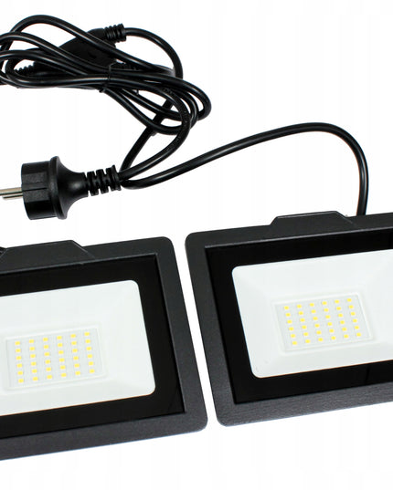 LED prožektorius 100W 2x50W statyvas statyboms darbo su 2m kabeliu