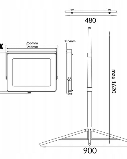 LED prožektorius 100W 2x50W statyvas statyboms darbo su 2m kabeliu