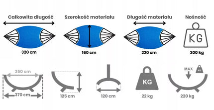 Hamakas su plieniniu stovu GRANDE, dvivietis sodui POTENZA