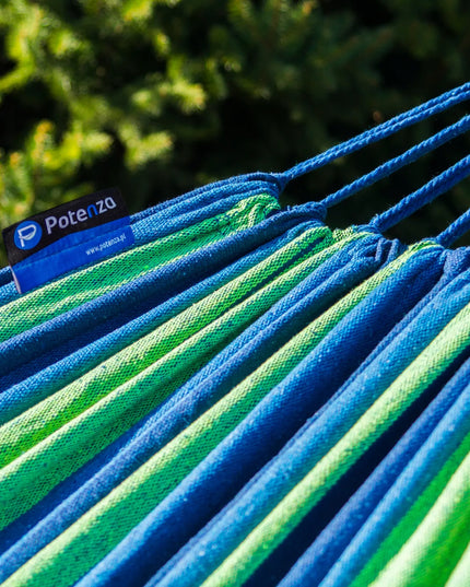 Hamakas su plieniniu stovu KOMPAKT, rinkinys terasai, POTENZA sodo hamakas