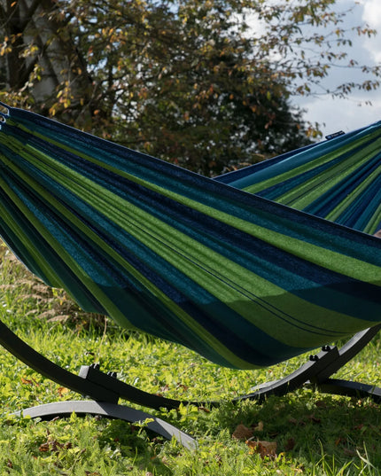 Hamakas su plieniniu stovu KOMPAKT, rinkinys terasai, POTENZA sodo hamakas