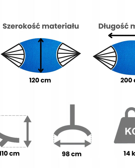 Hamakas su plieniniu stovu KOMPAKT, rinkinys terasai, POTENZA sodo hamakas