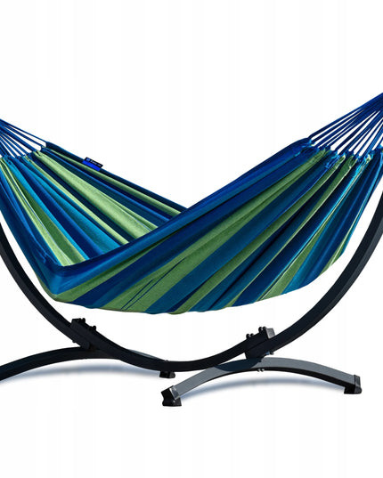 Hamakas su plieniniu stovu KOMPAKT, rinkinys terasai, POTENZA sodo hamakas