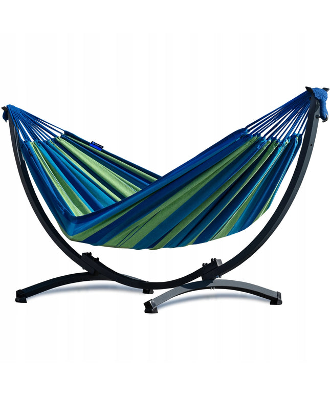 Hamakas su plieniniu stovu KOMPAKT, rinkinys terasai, POTENZA sodo hamakas