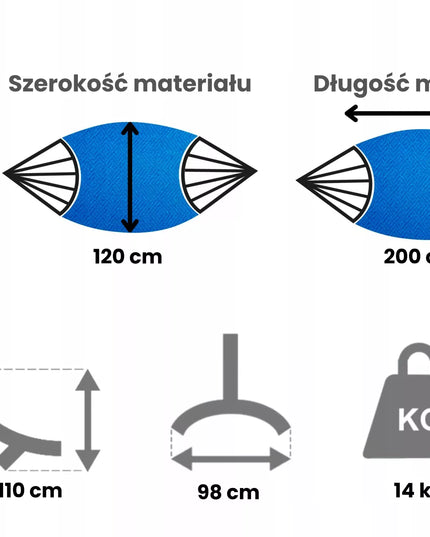 Hamakas su stovu, hamako komplektas, plieninis stovas KOMPAKT 200 kg POTENZA