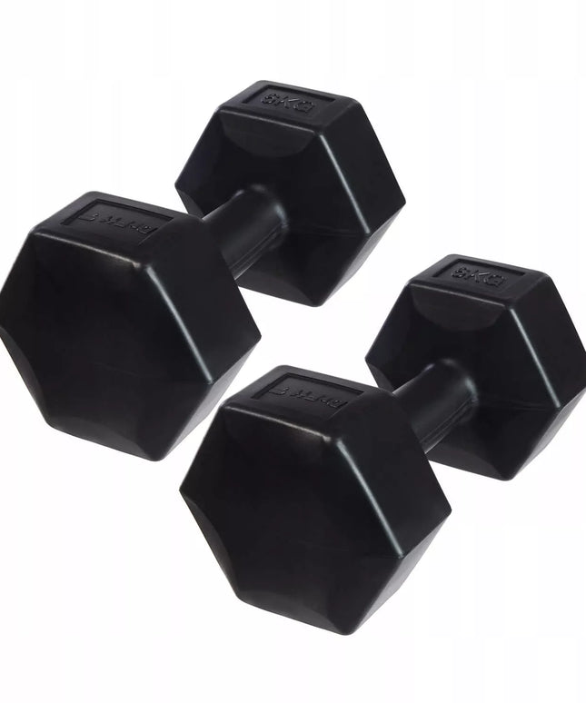 DrFit Heksagoniniai hanteliai mankštai, Pilates, jėgos treniruotėms, 2x6 kg, juodi