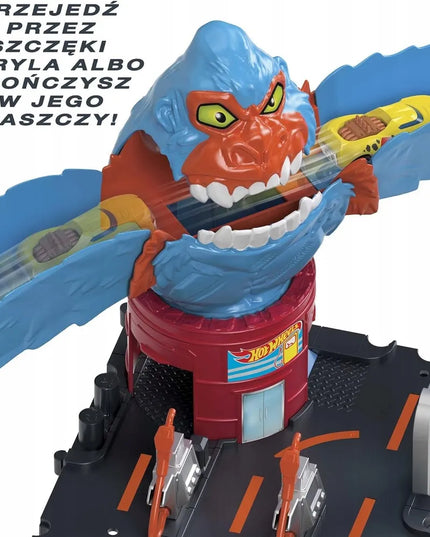 Hot Wheels City gorilos spąstų rinkinys HDR30 – degalinė ir 1 automobilis
