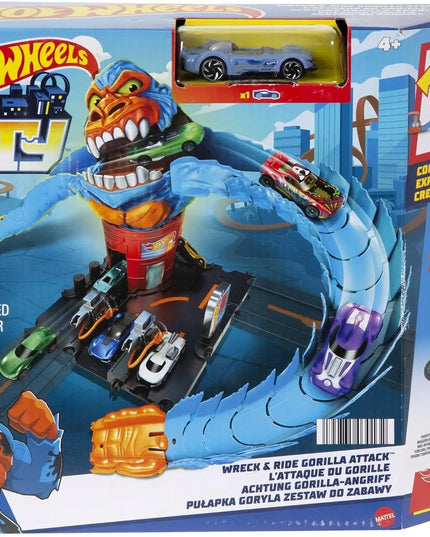 Hot Wheels City gorilos spąstų rinkinys HDR30 – degalinė ir 1 automobilis
