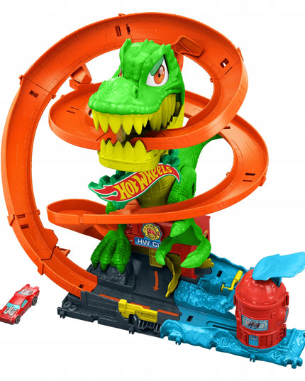 „Hot Wheels City“ T-Rexo gaisrinės vingiuota trasa