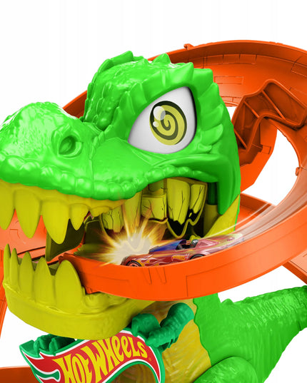 „Hot Wheels City“ T-Rexo gaisrinės vingiuota trasa