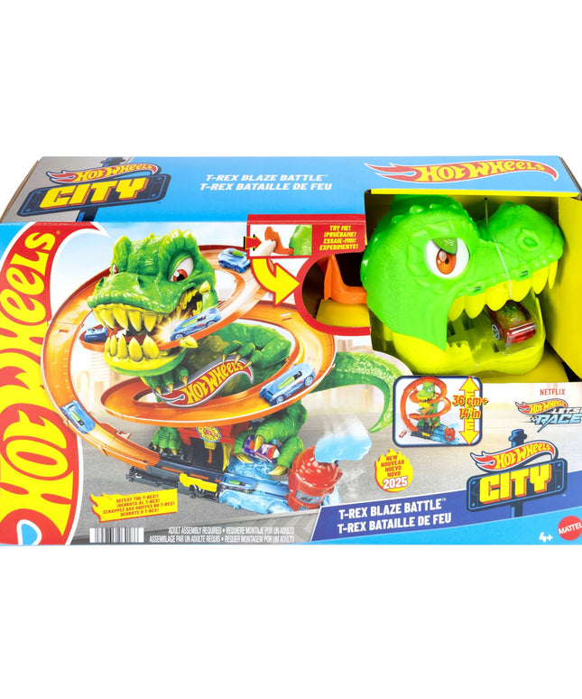 „Hot Wheels City“ T-Rexo gaisrinės vingiuota trasa