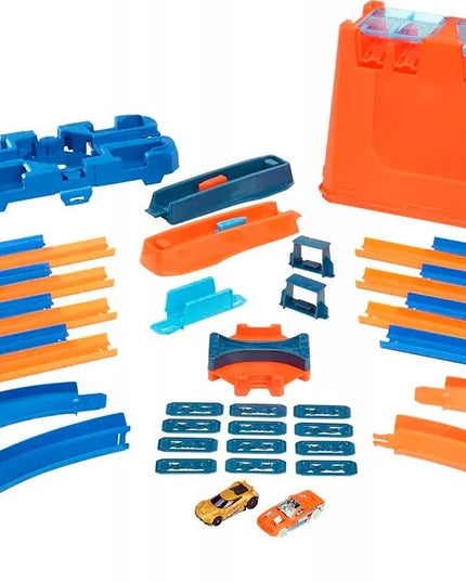 „Hot Wheels“ „Deluxe Stunt Box“ kaskadinių triukų rinkinys su dėže ir 2 automobiliukais GGP93