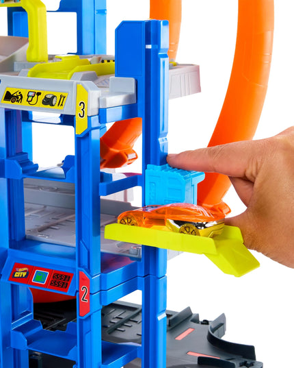Hot Wheels Mega garažas „Gigapętla“ – lenktynių trasa su automobiliu JBM74