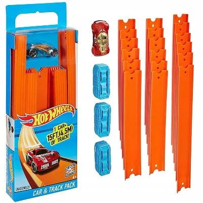 Hot Wheels Track Builder tiesioji trasa su automobiliuku, 4,5 m, 37 dalių, BHT77